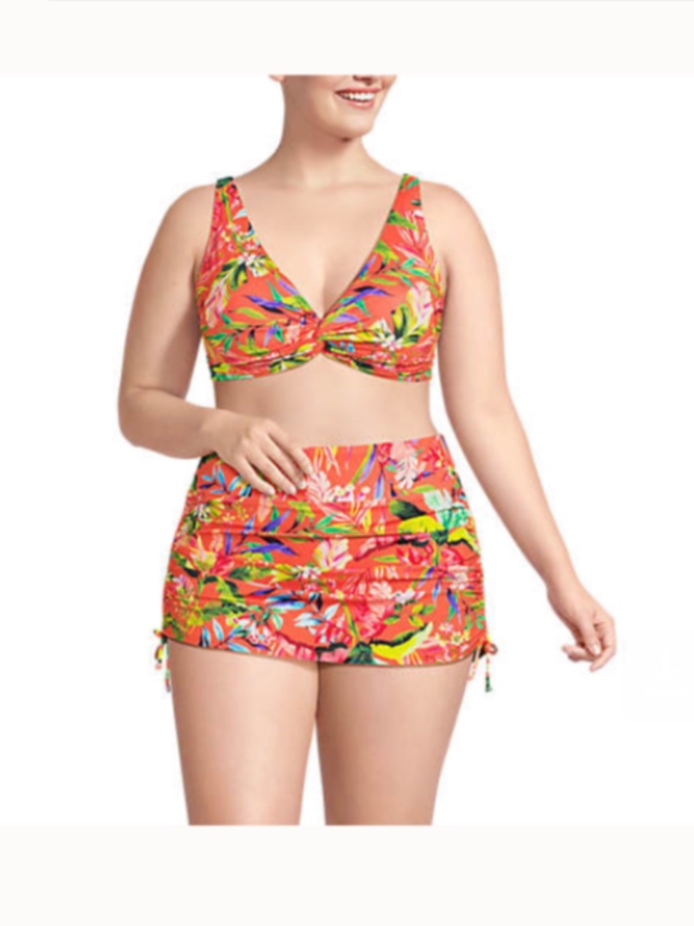 Women's Plus Size Twist Front Underwire Bikini Swimsuit Top NWT Lands End